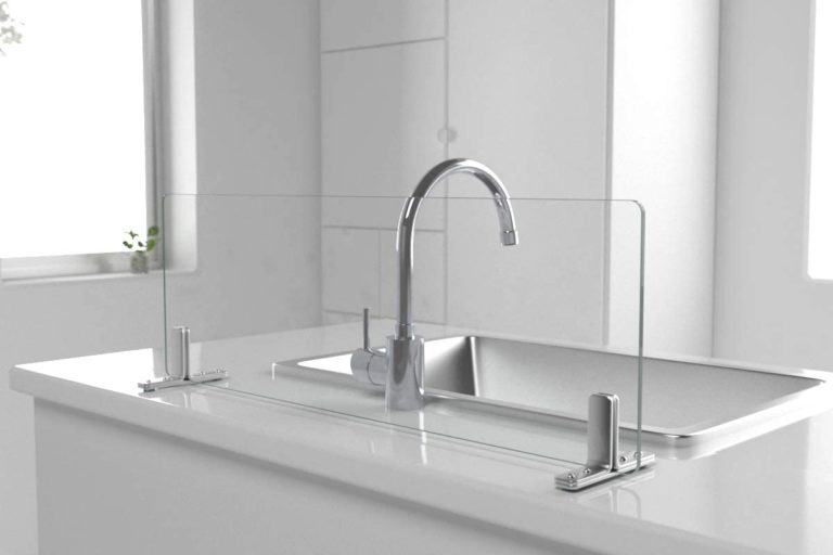 キッチン油はねガード（強化ガラスセット) 水はね防止 W600×H200mm 自立型 – E:kitchen pro